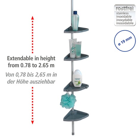 WENKO  Teleskop Duschecke Easy Silber, mit 4 Ablagen 3