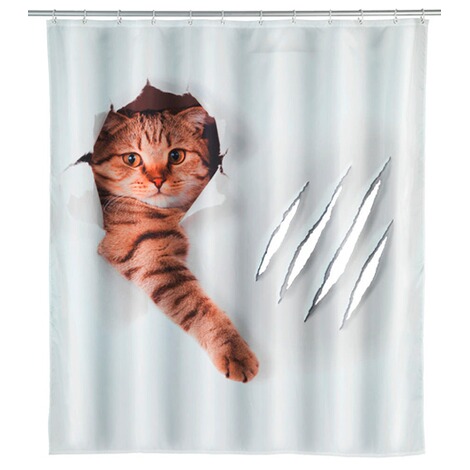WENKO  Duschvorhang Cute Cat, Textil (Polyester), 180 x 200 cm, waschbar 1