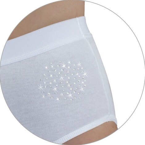 HYDAS  Inkontinenz Baumwoll-JerseySchutzhose, Schlupfform mit Strasssteinen weiß 2