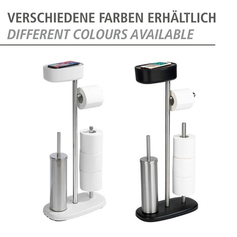 WENKO Stand WC-Garnitur mit Box Rivazza Schwarz integrierter Toilettenpapierh... 