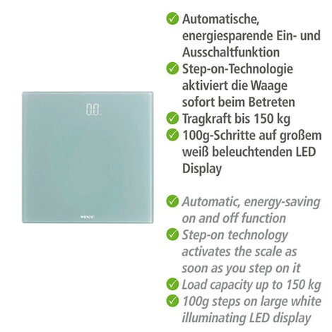 WENKOPersonenwaage LED Grau, digitale Körperwaage mit LED-Display 3