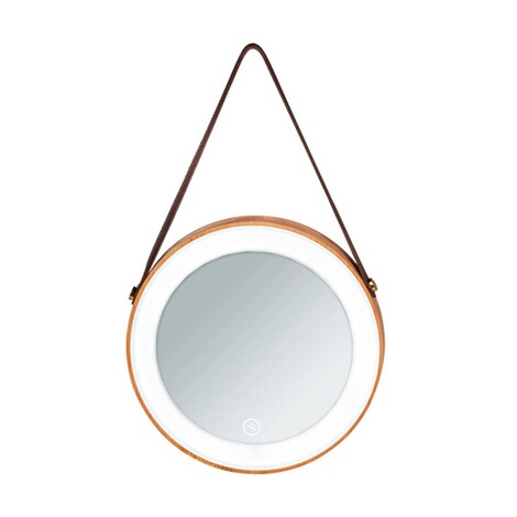 WENKO  LED-Wandspiegel Usini, beleuchteter Spiegel aus Bambus 1