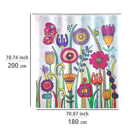 WENKO  Duschvorhang Rollin'Art Full Bloom, Polyester, 180 x 200 cm, waschbar 5