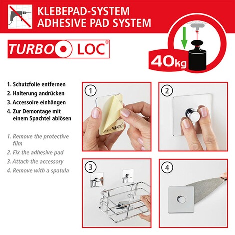 WENKO  Turbo-Loc® WC-Garnitur Carpino Weiß, Befestigen ohne Bohren 7
