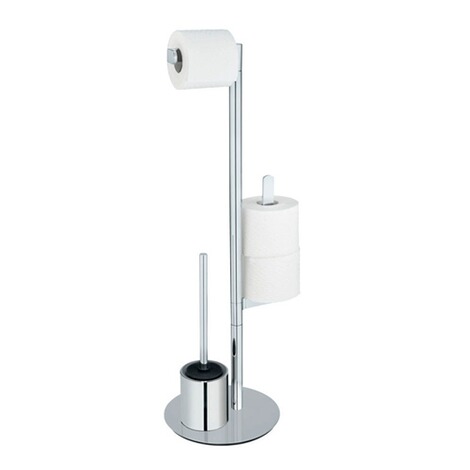 WENKO  Edelstahl Stand WC-Garnitur Polvano, WC-Bürste mit Silikon-Bürstenkopf 1