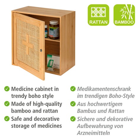 WENKO Medikamentenschrank Allegre, Aus Bambus Rattan kaufen online moderne | Die und Hausfrau