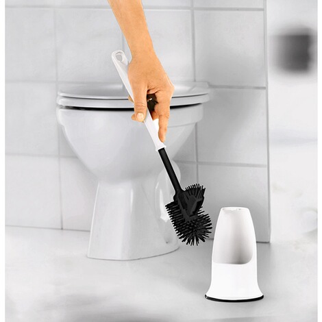 HEPAZ Brosse de Toilette et Support Brosse WC en Silicone pour Salle de Bain avec Support de séchage Rapide 