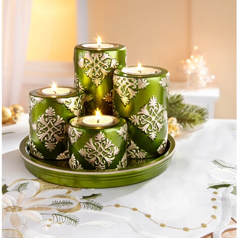 Assiette à bougies « Rêve de Noël » vert 2
