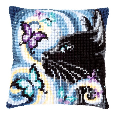 Coussin Au Point De Croix Chat Et Papillons A Commander En Ligne Maison Confort Coussin Au Point De Croix Chat Et Papillons A Commander En Ligne Maison Confort