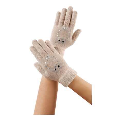 Handschuh "Eule"  beige 2