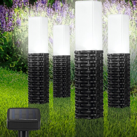 Erdspieß MAXXMEE Solar-Leuchten in Rattan-Optik LED 4er Set Beleuchtung inkl