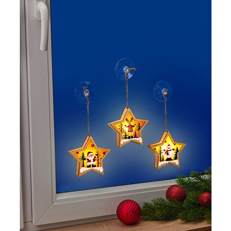 viva domo  Houten sterren met led Trio, 3 stuks 2