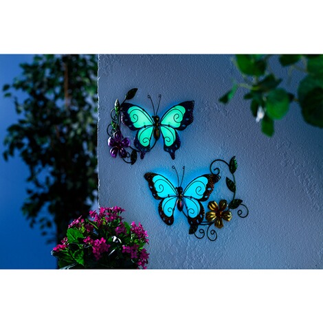 viva domo  Lichtgevende muur deco Vlinder blauw 3