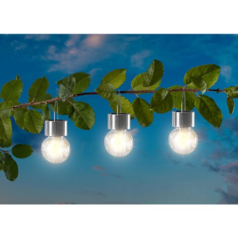 genialo  Solar-Hänge-Glas-Ball-Trio "Kunterbunt", 3 Stück 1