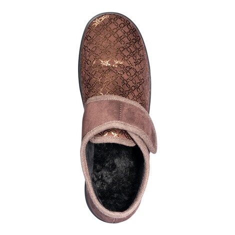 wonderwalk Home  Pantoffels met klittenband “Elegant” bruin 5