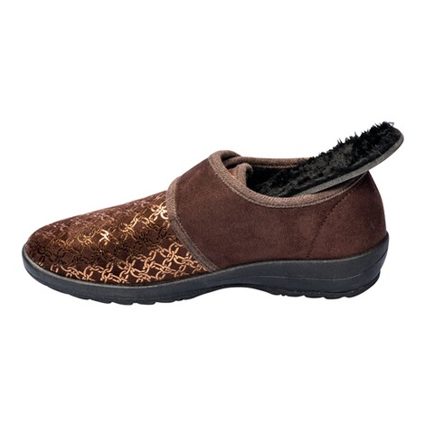 wonderwalk Home  Pantoffels met klittenband “Elegant” bruin 4