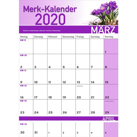 Merkkalender 2020 Online Kaufen Die Moderne Hausfrau