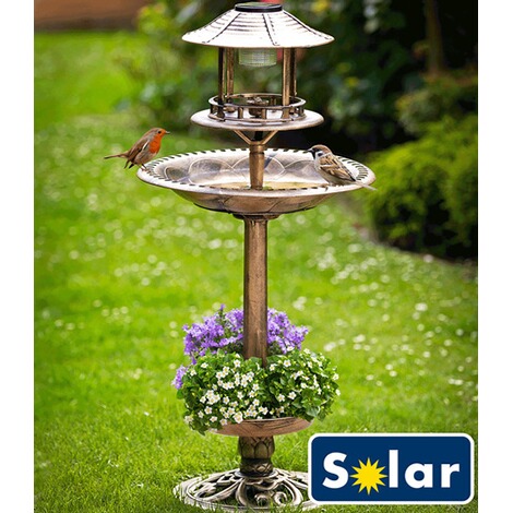 Baldur Garten Solar Vogelbad Mit Pflanzschale Bronze 1 Stuck