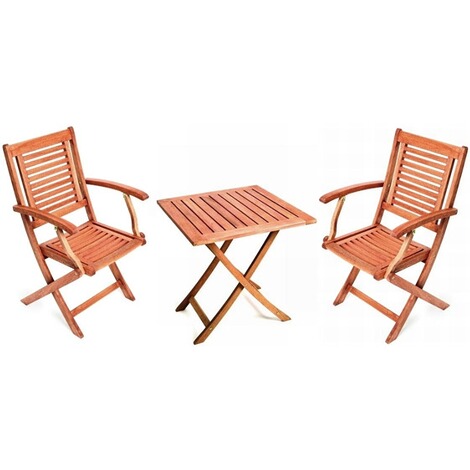 MERXX Gartenmöbel-Set aus Holz, 2 Klappsessel 1 Klapptisch ...