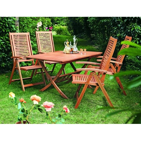 MERXX Gartenmöbel-Set aus Holz, klappbar mit 4 ...