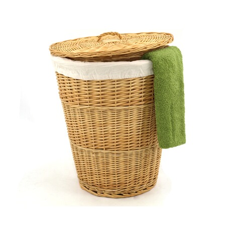 Wäschekorb rund aus Weide mit Stoffausschlag online kaufen | Die