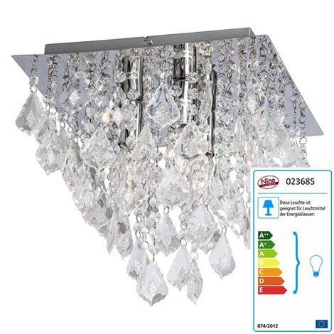 Deckenleuchte Maple, chrom, 32x32 cm, mit Acrylbehang online kaufen