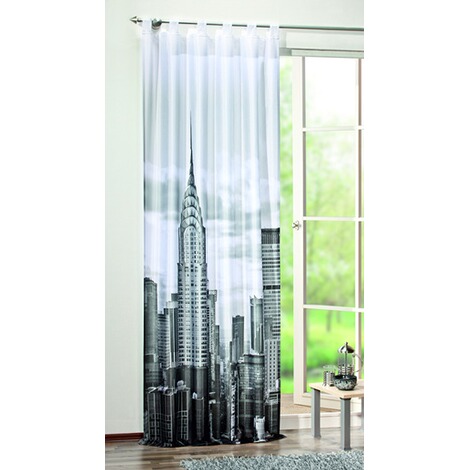 Voile Gardine New York mit Digitaldruck und Schlaufen online kaufen ... Voile Gardine New York mit Digitaldruck und Schlaufen online kaufen ...