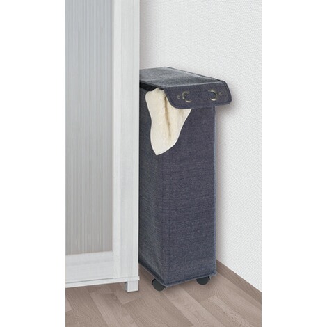 WENKO Wäschesammler Corno Prime Blau, Wäschekorb, 43 l, mit Deckel