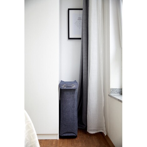 WENKO Wäschesammler Corno Prime Blau, Wäschekorb, 43 l ...