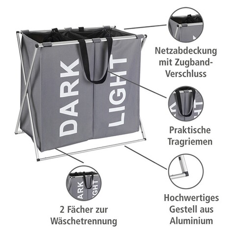 WENKO Wäschesammler Duo Grau, Wäschekorb, 120 l online kaufen | Die